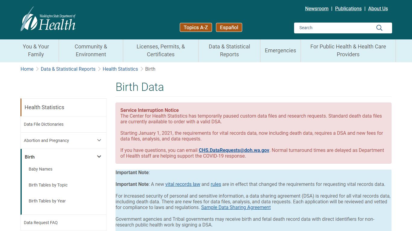 Birth Data | Washington State Department of Health